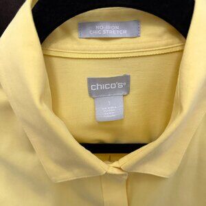 Chico's No Iron, Yellow, 3/4 sleeve button shirt, Size 1 (US 8-10 M)